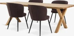 GRIBSKOV + RISSKOV Spisebordssæt|GRIBSKOV L230 bord eg + 4 RISSKOV stole mørkebrun