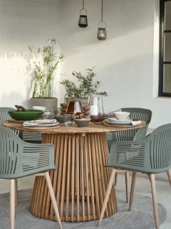 UDBYNEDER Firkantede Haveborde|Runde Haveborde|Havebord Ø120 teak