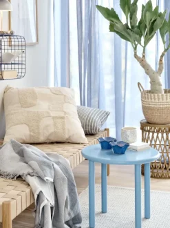 BOLBRO Hjørneborde|Sofaborde|Hjørnebord Ø45 lyseblå