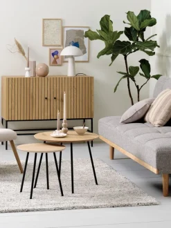 NYBO Hjørneborde|Sofaborde|Hjørnebord Ø40 egefarve/sort