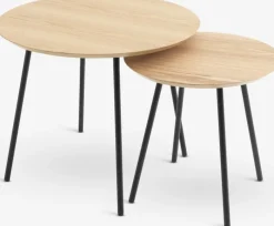 NYBO Hjørneborde|Sofaborde|Hjørnebord Ø40 egefarve/sort