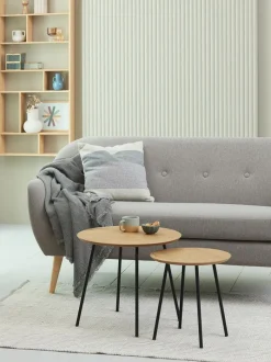 NYBO Hjørneborde|Sofaborde|Hjørnebord Ø40 egefarve/sort