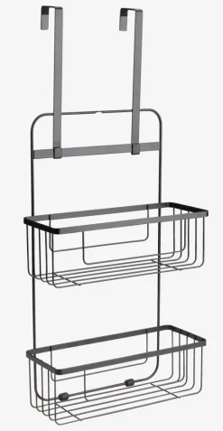 NACKA Badeværelsesopbevaring|Bruseopbevaring|Hylde m/multifunktionelle ophængskroge sort