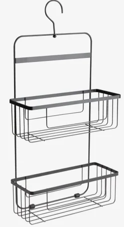 NACKA Badeværelsesopbevaring|Bruseopbevaring|Hylde m/multifunktionelle ophængskroge sort
