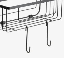 NACKA Badeværelsesopbevaring|Bruseopbevaring|Hylde m/multifunktionelle ophængskroge sort