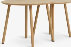 MUNKEBO Hjørneborde|Sofaborde|Indskudsborde Ø55/Ø45 egefarve 2 stk.