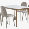 JEGIND + EJSTRUP Spisebordssæt|JEGIND L130 bord hvid + 4 EJSTRUP stole beige