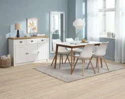 JEGIND + KASTRUP Spisebordssæt|JEGIND L130 bord hvid + 4 KASTRUP stole hvid