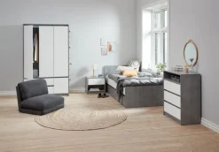 BILLUND Kommoder|Kommoder|Kommode 3 skuffer hvid/beton Hvid+Beton