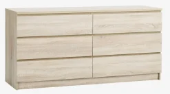 LIMFJORDEN Kommoder|Kommoder|Kommode 3+3 skuffer lys efarve Eg