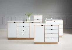 MAMMEN Kommoder|Kommoder|Kommode 5 skuffer smal hvid/eg