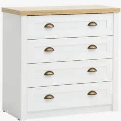 MARKSKEL Kommoder|Kommoder|Kommode 4 skuffer hvid/egefarve