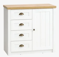 MARKSKEL Kommoder|Kommoder|Kommode 4 skuffer 1 låge hvid/eg