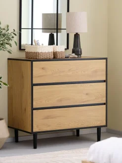 ODENSE Kommoder|Kommoder|Kommode 3 skuffer egefarve/sort