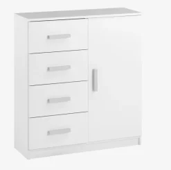TAPDRUP Kommoder|Kommoder|Kommode 4 skuffer 1 låge Hvid