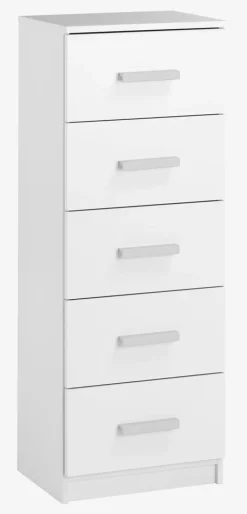 TAPDRUP Kommoder|Kommoder|Kommode 5 skuffer smal Hvid