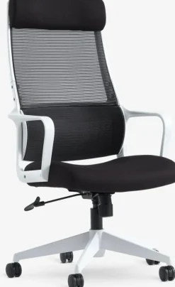 HEDENSTED Kontorstole|Kontorstol sort stof/hvid