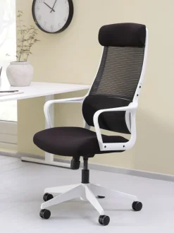 HEDENSTED Kontorstole|Kontorstol sort stof/hvid