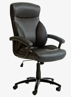 TAMDRUP Kontorstole|Kontorstol memory foam sort kunstlæder