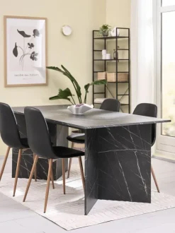 KRONDAL + JONSTRUP Spisebordssæt|KRONDAL L180 bord marmor + 4 JONSTRUP stole sort/eg