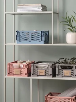 MILAS Plastkasser|Kurv B25xL34xH15cm foldbar Blå