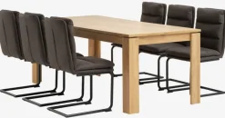 LINTRUP + ULSTRUP Spisebordssæt|LINTRUP L190/280 bord eg + 4 ULSTRUP stole antracitgrå