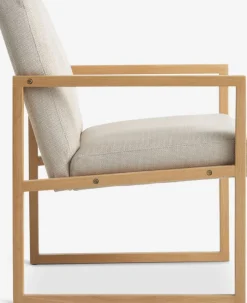 KALUNDBORG Lænestole|Lænestol sandfarvet stof/eg