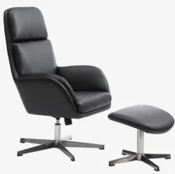 TANKEDAL Lænestole|Lænestol m/fodskammel kunstlæder Sort