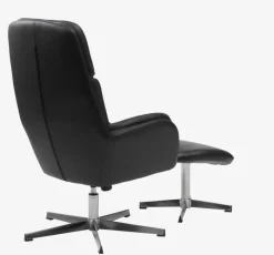 TANKEDAL Lænestole|Lænestol m/fodskammel kunstlæder Sort