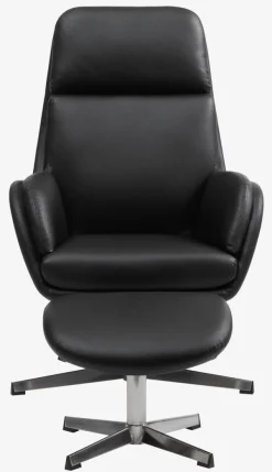 TANKEDAL Lænestole|Lænestol m/fodskammel kunstlæder Sort