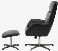 TANKEDAL Lænestole|Lænestol m/fodskammel kunstlæder Sort