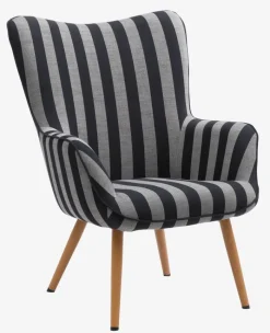 SIMESTED Lænestole|Lænestol stribet sort/beige stof