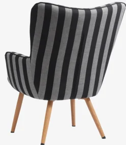 SIMESTED Lænestole|Lænestol stribet sort/beige stof