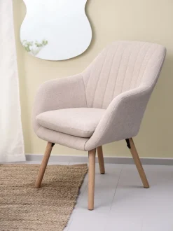 UDSBJERG Lænestole|Lænestol stof/eg Beige