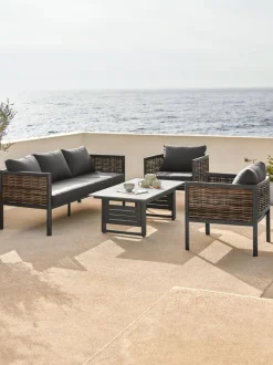 SALTEN Loungesæt|Loungesæt 5-pers. hurtigtørrende sort