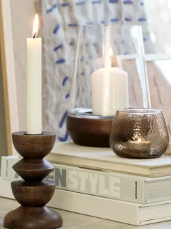 JANUS Lysestager|Lysestage Ø9xH14cm brun