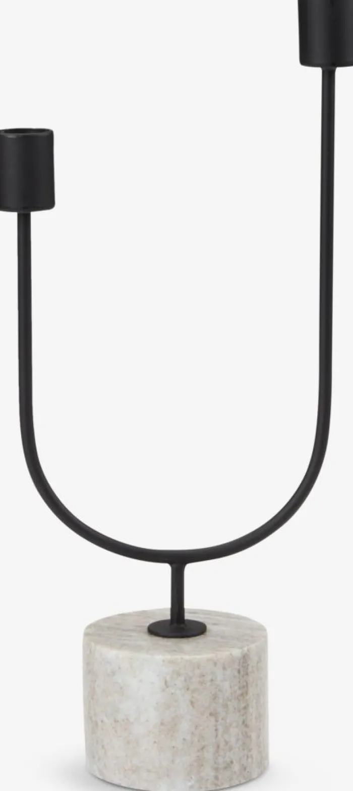 KURT Lysestager|Lysestage B15xL7xH33cm sort