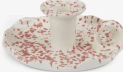 REIDAR Lysestager|Lysestage Ø14xH6cm hvid/rosa