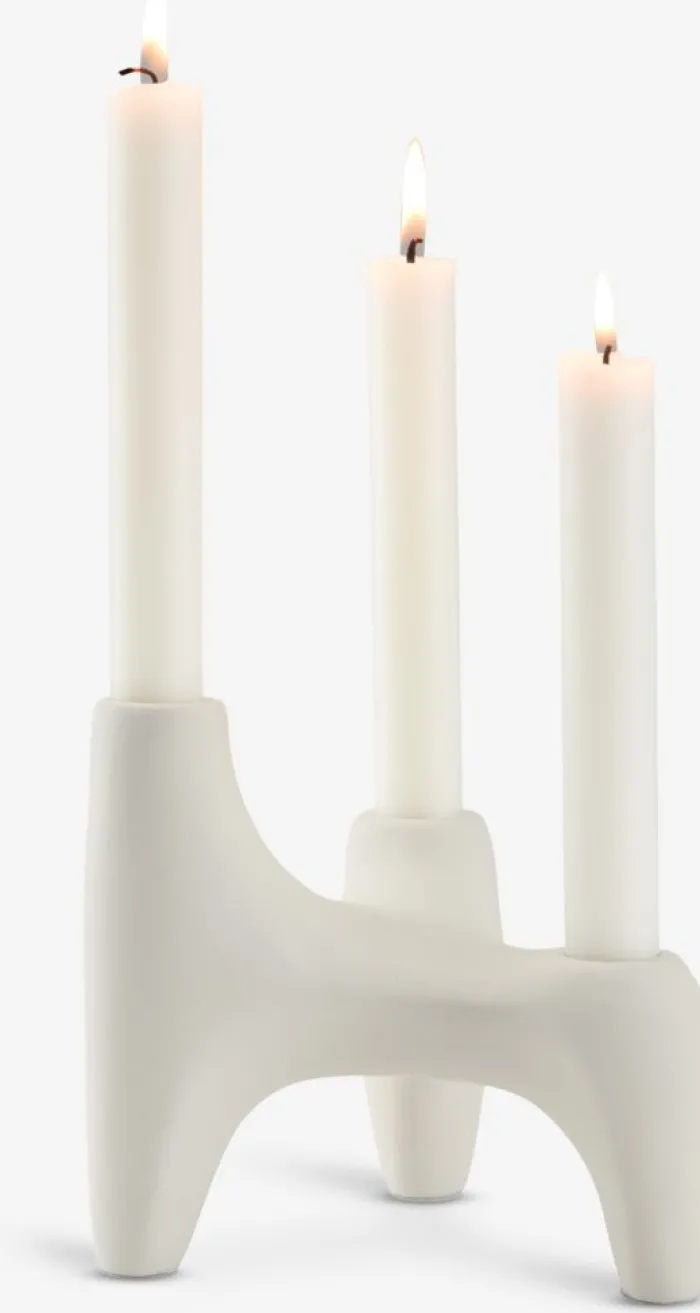 VIGNIR Lysestager|Lysestage B13xL16xH15cm råhvid