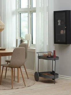 MARSTRAND + BISTRUP Spisebordssæt|MARSTRAND Ø110 bord eg + 4 BISTRUP stole sand