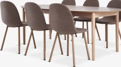 MARSTRAND + EJSTRUP Spisebordssæt|MARSTRAND Ø110 bord eg + 4 EJSTRUP stole mørk sand/eg