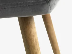 MARSTRAND + ADSLEV Spisebordssæt|MARSTRAND L200 bord eg + 4 ADSLEV stole grå velour