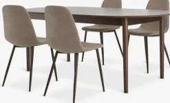 MARSTRAND + JONSTRUP Spisebordssæt|MARSTRAND L200 bord mørk eg + 4 JONSTRUP stole beige