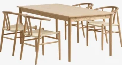 MARSTRUP + GUDERUP Spisebordssæt|MARSTRUP L190/280 bord eg + 4 GUDERUP stole eg/natur