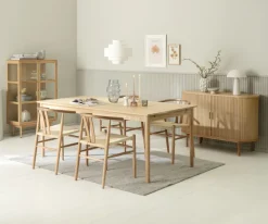 MARSTRUP + GUDERUP Spisebordssæt|MARSTRUP L190/280 bord eg + 4 GUDERUP stole eg/natur