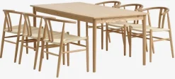 MARSTRUP + GUDERUP Spisebordssæt|MARSTRUP L190/280 bord eg + 4 GUDERUP stole eg/natur