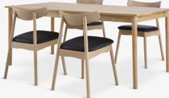 MARSTRUP + LYNGHOLM Spisebordssæt|MARSTRUP L190/280 bord eg + 4 LYNGHOLM eg/sort