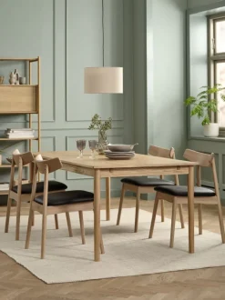 MARSTRUP + LYNGHOLM Spisebordssæt|MARSTRUP L190/280 bord eg + 4 LYNGHOLM eg/sort