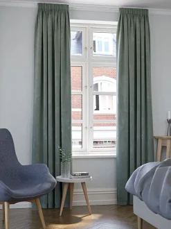 ARA Mørklægningsgardiner|Mørklægningsgardin 1x140x300 fløjl grøn