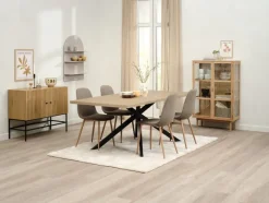 NORTOFT + BISTRUP Spisebordssæt|NORTOFT L200 bord eg + 4 BISTRUP stole olivengrøn